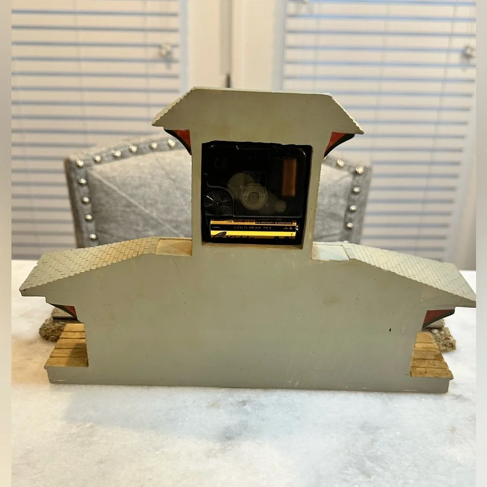 Vintage Style Train Station Clock Tabletop Decor Featuring a Tower Clock
